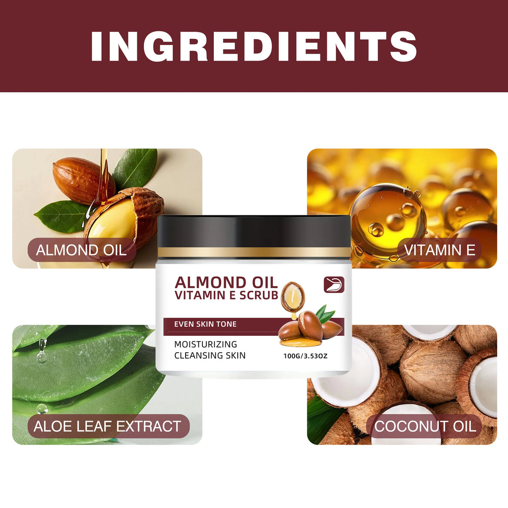 Ottilavie ALMOND OIL VITAMIN E SCRUB – Exfoliating Body Scrub for Smooth & Nourished Skin – For Dry, Dull Skin – Daily Maintenan Oasis Select