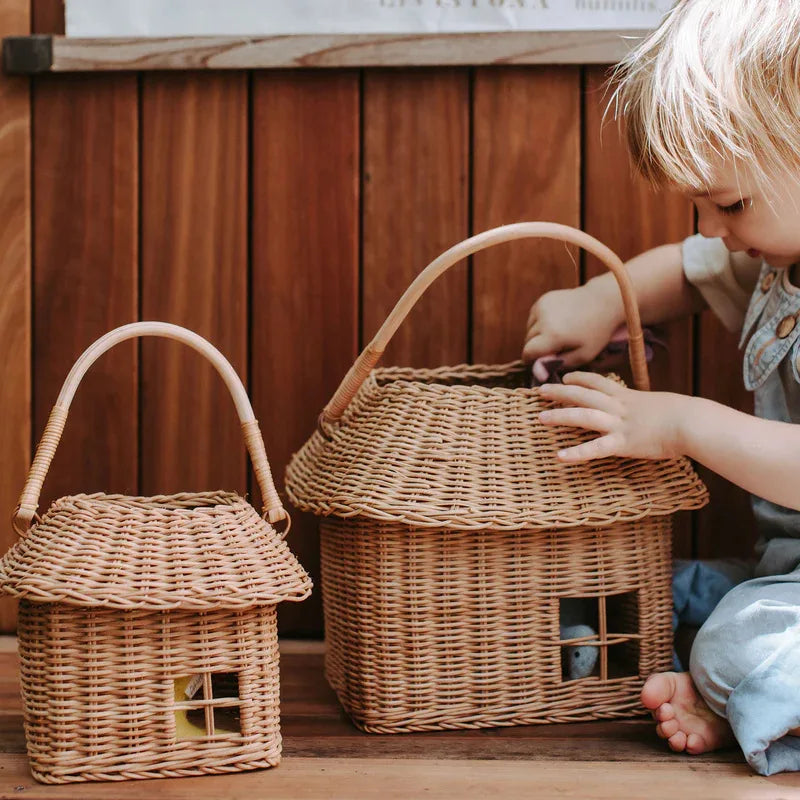 Ins Style Rattan Small House Storage Basket Outgoing Toys Handbag Woven Small Flower Basket Children's Shooting Props Oasis Select