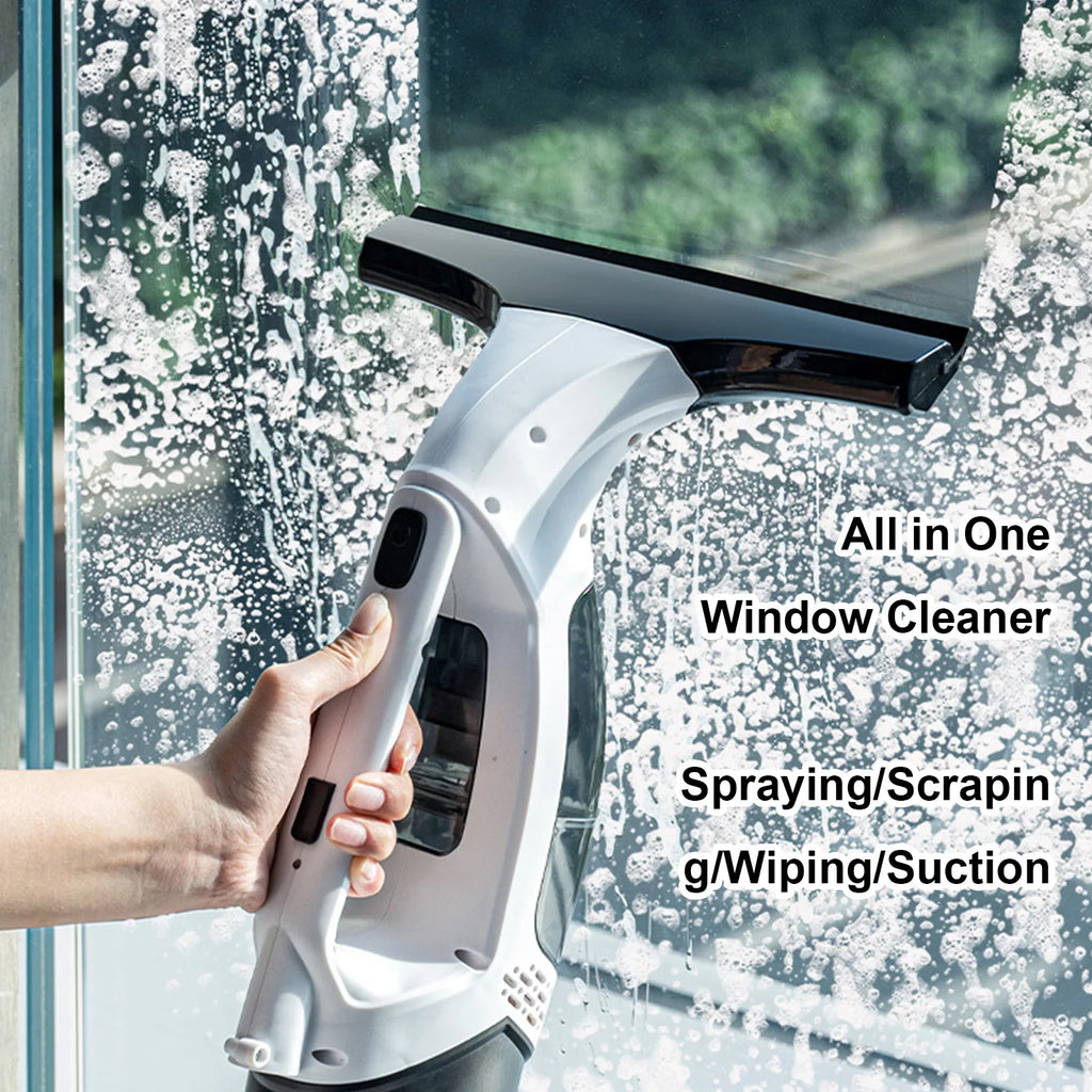 Window Vacuum Squeegee 2.0KPA Suction Multifunctional Glass Cleaner One-touch Spray Auto Dirty Water Collection Rubber Scraper Oasis Select