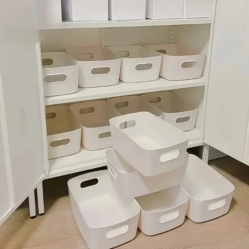 5pcs Stackable Storage Box Rectangular Plastic Organizer Containers Durable Reusable for Kitchen Bathroom Dorm Essentials Oasis Select