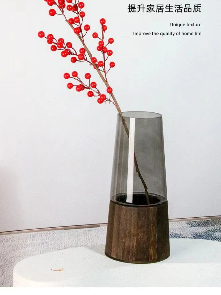 Nordic Light Luxury Simple Tabletop Glass Vase Landing South Bamboo Hydroponic Ware Transparent Tabletop Vase Decoration Oasis Select