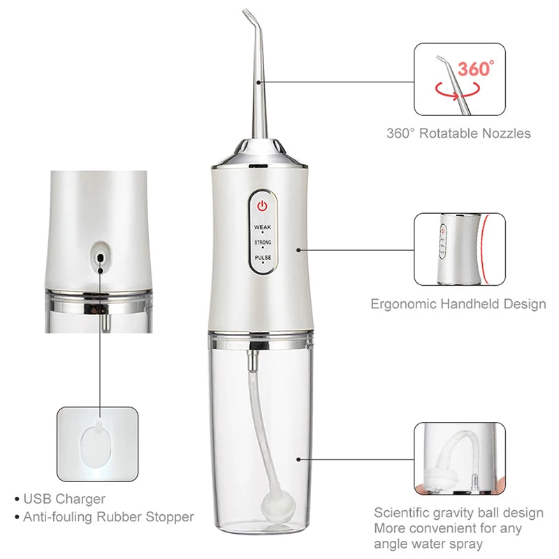 Portable Smart Electric Oral Irrigator Water Flosser 3 Modes Rechargeable Dental Water Jet Irrigator Dental Teeth Cleaner Oasis Select green