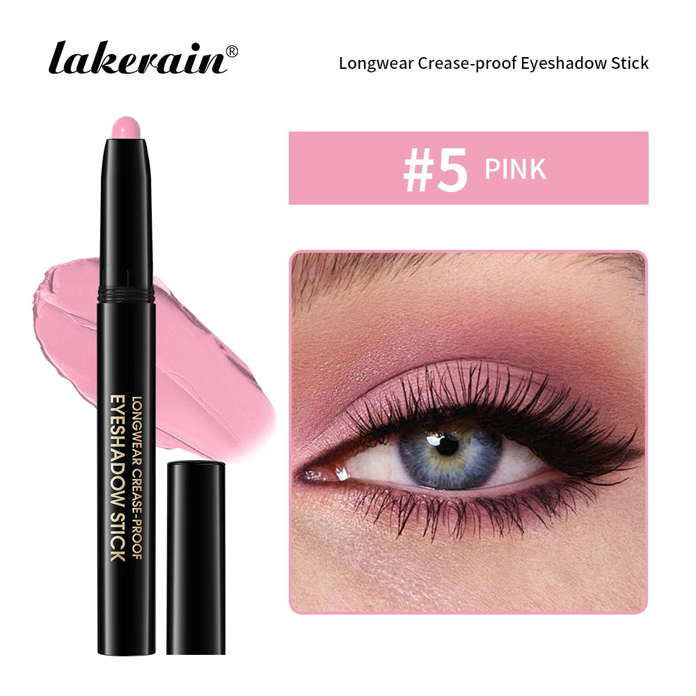 10 Colors Longwear Crease-proof Eyeshadow Pencil Stick Lasting Glitter Shimmer Matte Eye Shadow Highlighter Pen Eyes Makeup Too Oasis Select 05 PINK