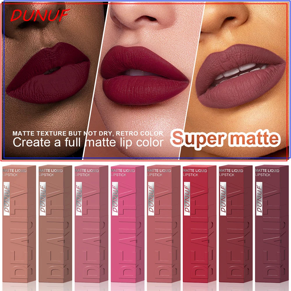 Matte Lip Gloss 8pc/set: Waterproof Lipstick Moisturizing Long Lasting Non-Stick Cup, Nude, Y2K Christmas Valentine's Day Gifts Oasis Select