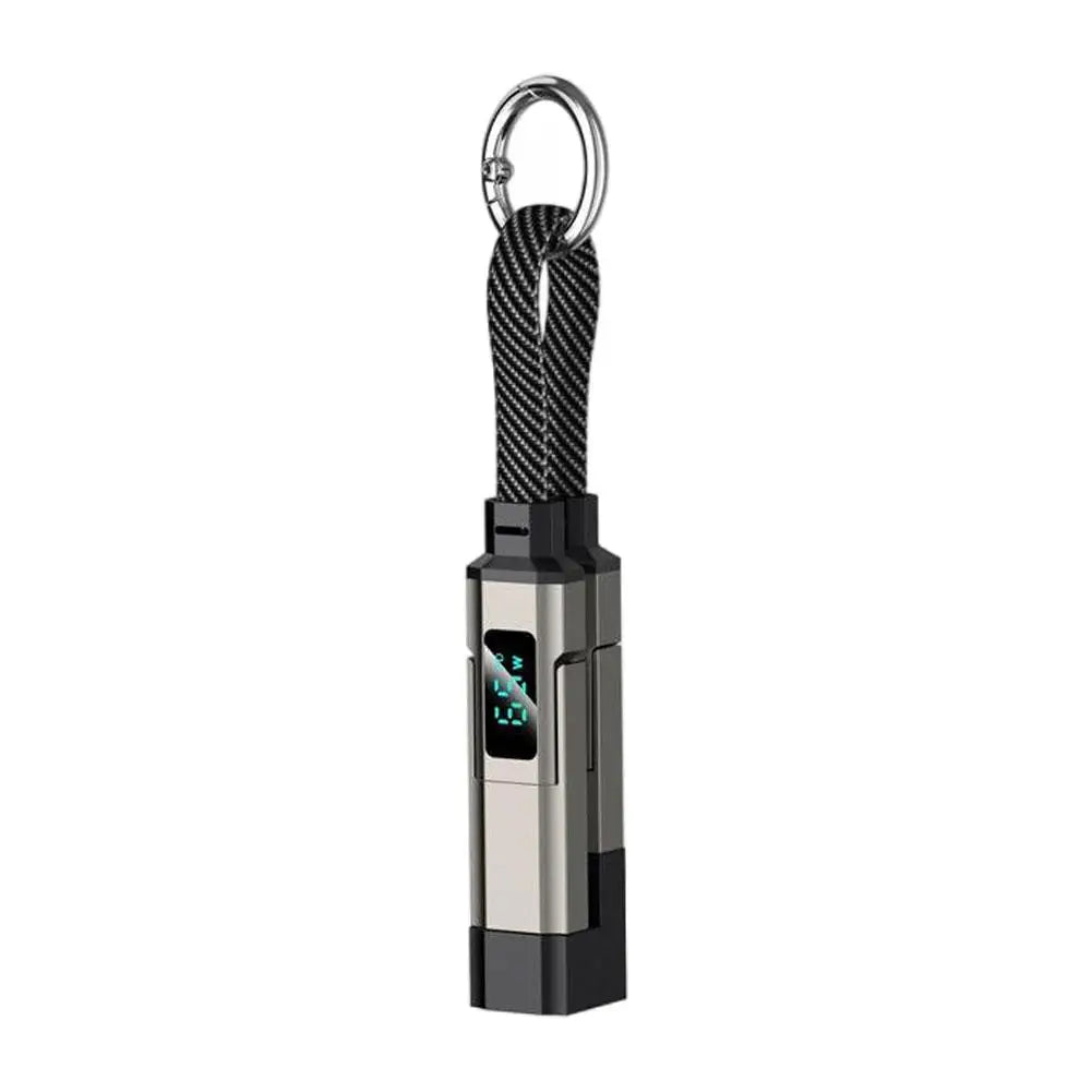 PD 65W USB C to USB C Fast Charging Cable, 4 in 1 Digital Display Type C Keychain Short Mobile Phone Charging Cord Oasis Select Black