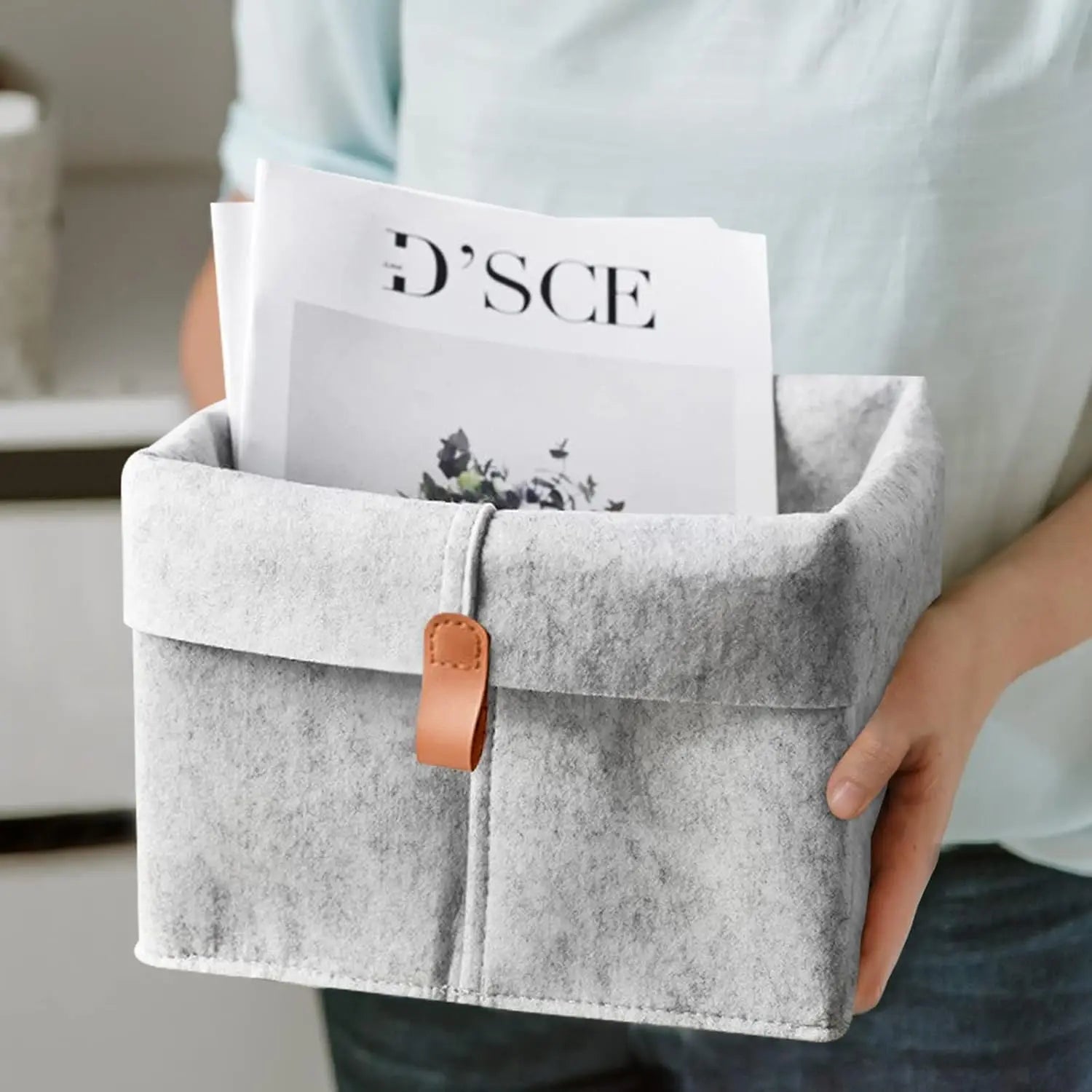 1-5PCS Desktop Organizer Basket Felt Storage Bin for Snacks and Sundries Home Office Desk Tidy Declutter Storage Box Oasis Select