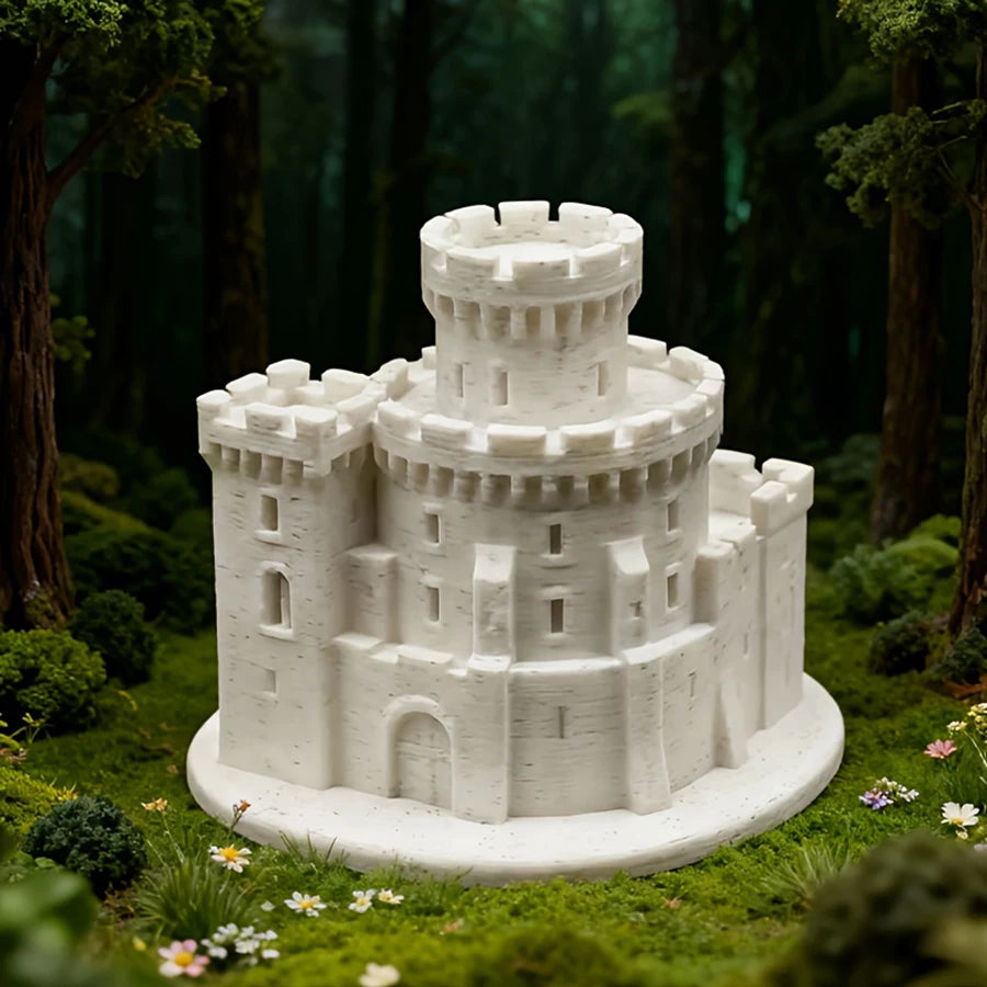 3D Printed Mini Medieval Gothic Ruin Castle Model Tabletop RPG Terrain Craft Diorama Photography Prop Miniature Castle Decor Oasis Select WHITE