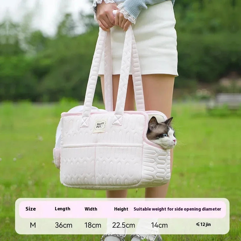 Pet Outdoor Single-shoulder Bag, Summer Hand-held Cat Bag, Sweet and Cute Style, Outdoor Portable Breathable Pet Shoulder Bag Oasis Select pink rhyme one size fits all