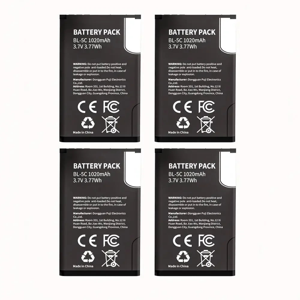 patozm BL-5C Rechargeable Batteries For Broadcast radio / Nokia 1100 1110 1200 1208 1280 1600 2600 2700 3100 3110 5130 6230i Oasis Select 4Pcs battery