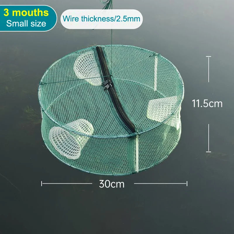 Hot Sale Fishing Net Mesh Folded Round 3/4 Holes Fish Shrimp Automatic Trap Crayfish Catcher Fish Network Baits Cast Mesh Trap Oasis Select 1