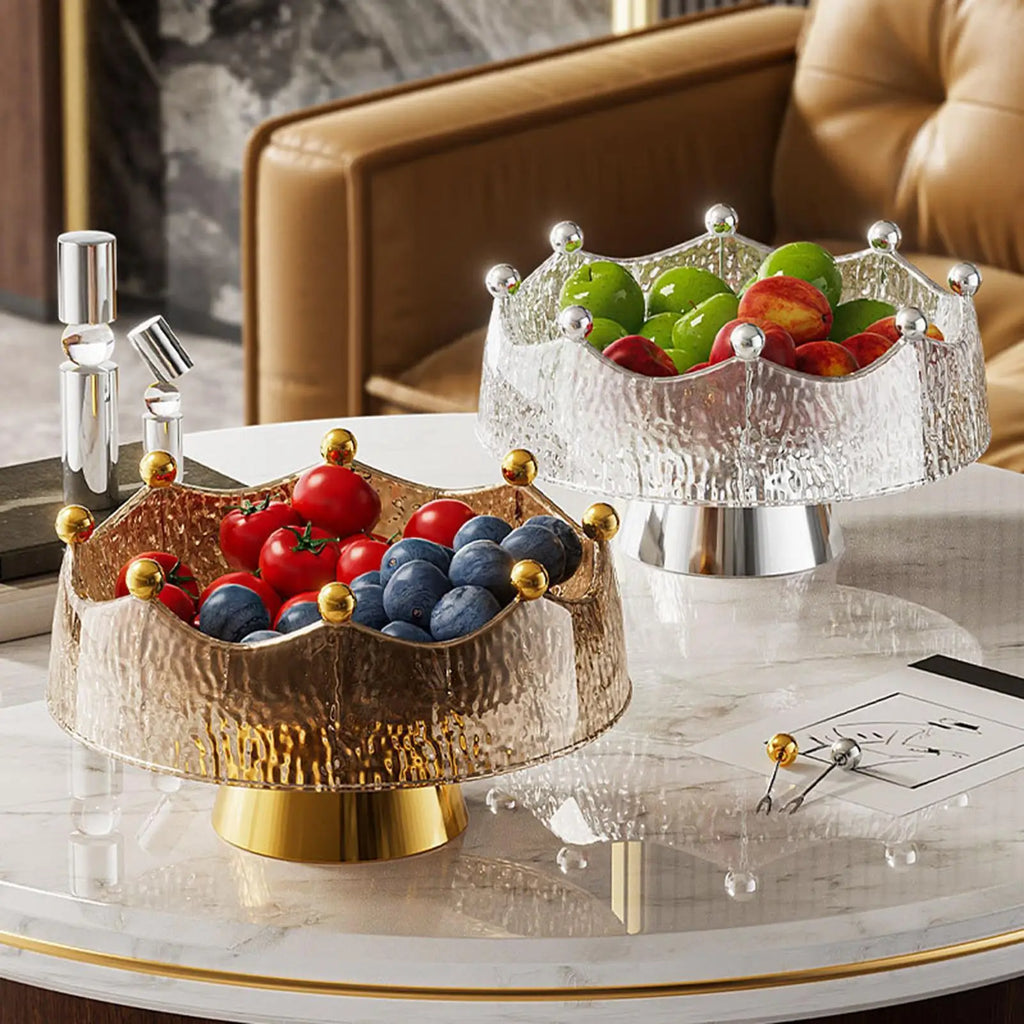 Fruit Bowl Luxury Serving Tray Fruit Bowl with Forks Golden Table Decoration Multifunctional Candy Dish home Table Decor Oasis Select