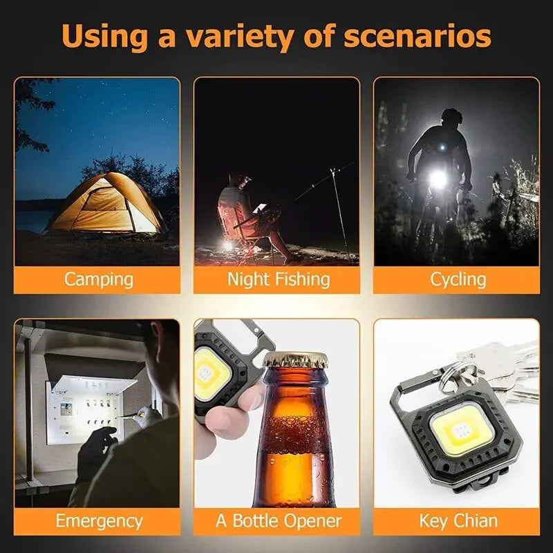 Mini Magnetic COB LED Flashlight 800 Lumens USB Rechargeable
