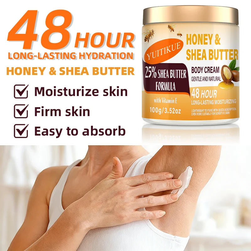 YUITIKUE 25% Shea Butter Cream – 48H Moisture, Honey & Vitamin E