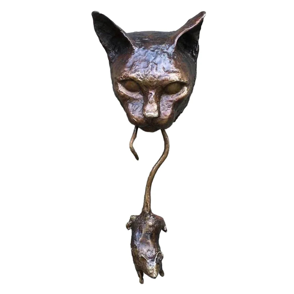 Halloween Cat and Mouse Statue Resin Wall Sculpture Pendant Knocker Garden Courtyard Decoration for Door Pile Protect Plants Oasis Select