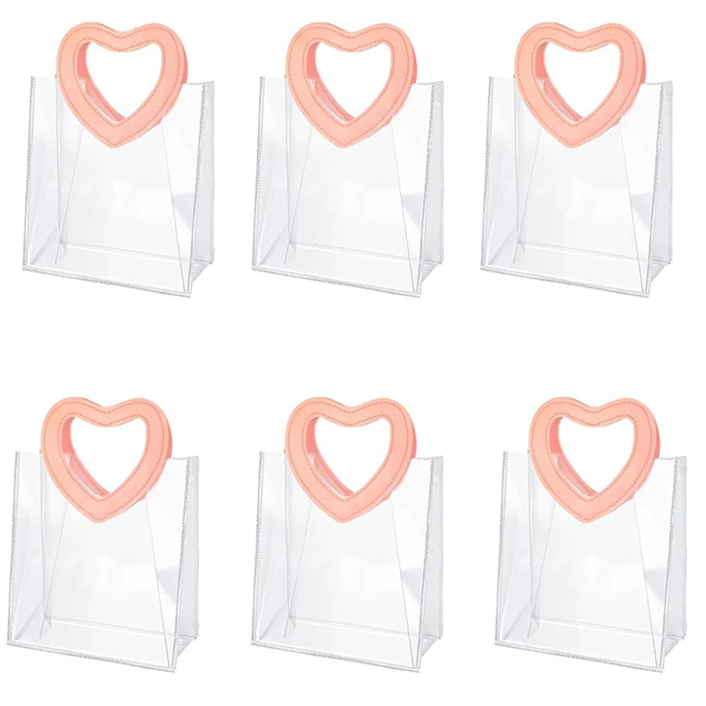 6/12/24 gift bags, high-end heart-shaped handle bag holiday tote bags for parties, New Year weddings Valentine's Day, Christmas Oasis Select 6pcs 20x18cm