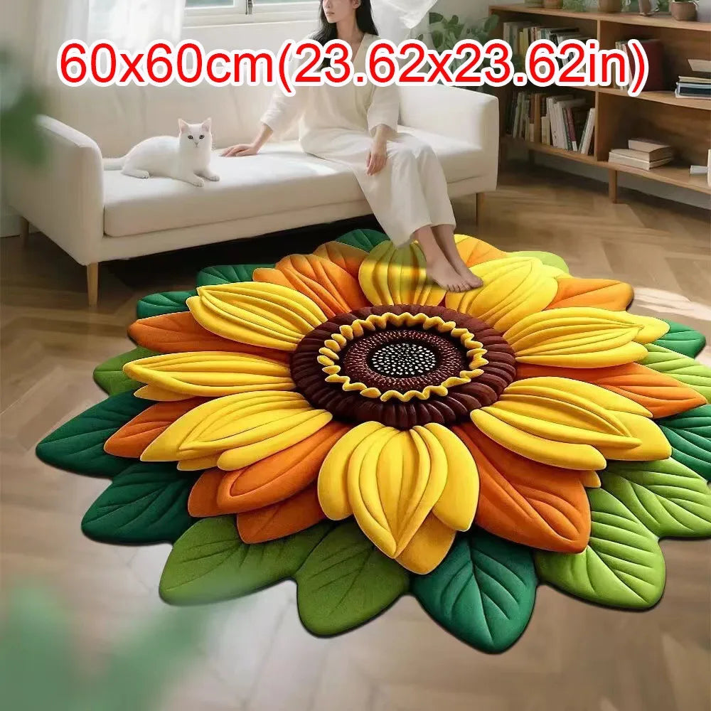 Sunflower Shaped Non-Slip Soft Carpet Mat 60x60cm | Home Décor