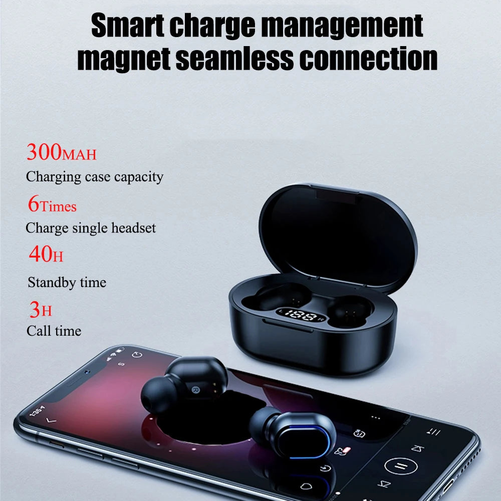 E7S TWS Wireless Headphones Bluetooth Earphone Control Sport Headset Waterproof Microphone Music Earphone Work On All Smartphone Oasis Select