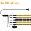 12V Touch Dimmable Black PCB COB LED Strip Light Walnut Acoustic Wood TV Wall Soundproof Panel Cabinet Decor Strong Concealment Oasis Select 6x Light Strip Neutral White 3M 9.84FT|USA Power Plug