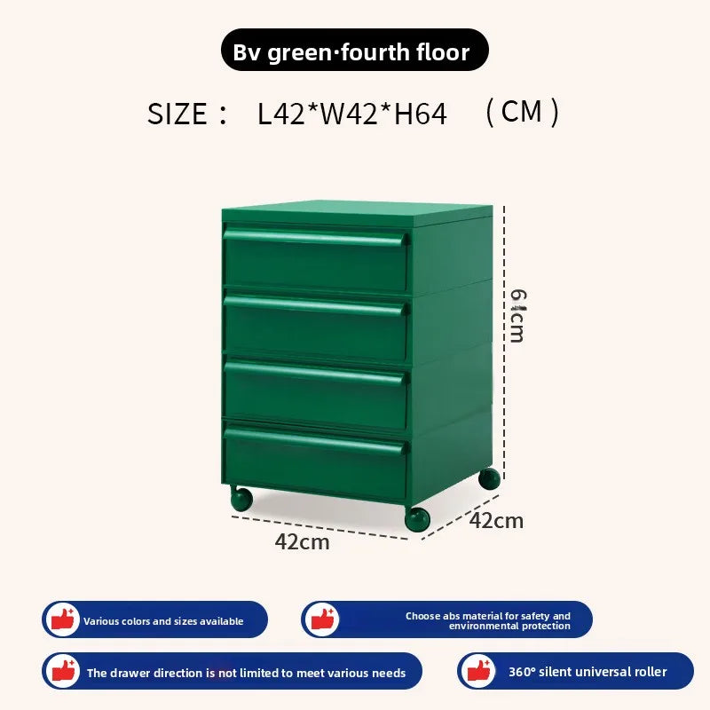 Removable panda cabinet medieval bedside table ins plastic multi-layer storage cabinet bedroom simple locker Oasis Select Green 4th floor