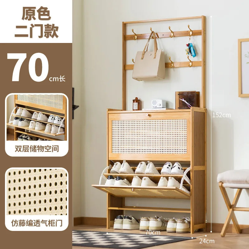 Shoe rack Multi-layer household door Coat rack Entry door Hanging hanger Integrated rental room Shoe rack Simple shoe cabinet Oasis Select Double primary 2-70