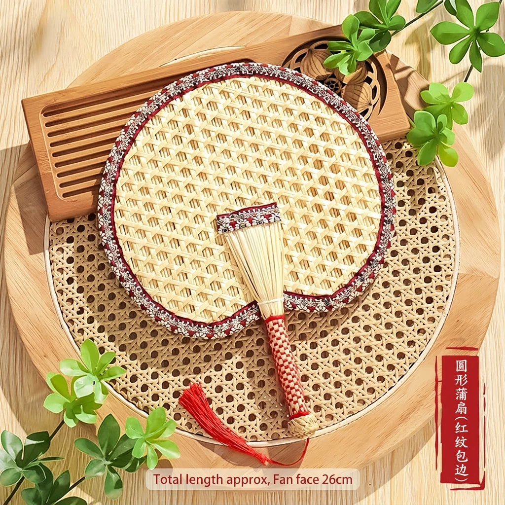 Handheld Cooling Fan Solid Traditional Hand Fan Palm Leaf Fan Soft For Fire Stirring Indoor Decorative Use Oasis Select Red-34x26 cm