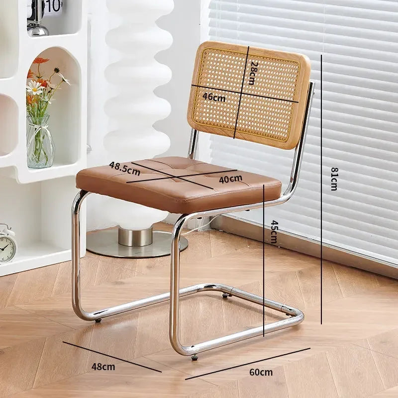 Multi-functional Nordic woven rattan chair, household dining table, chair, dining chair, study, living room, back chair Durable Oasis Select Log color-D