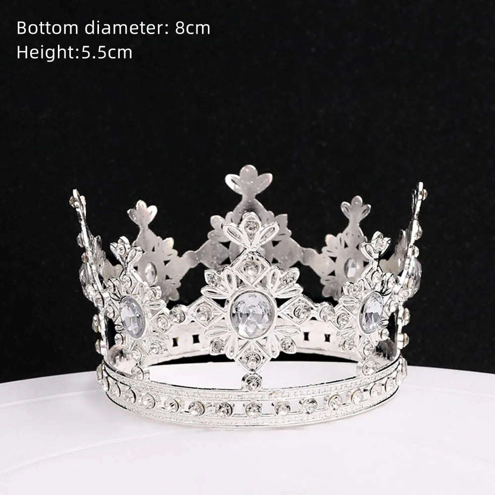 Rhinestone Crown Baking Cake Topper Headwear Decoration Children's Hair Accessories Princess Wedding Birthday Party Supplies New Oasis Select Silver Rhombus CHINA