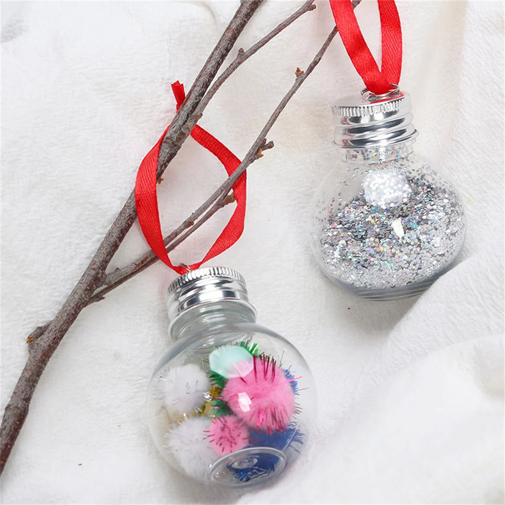 Christmas Fillable Wine Tree Ornaments Water Bottle Light Bulbs Jingle Bells Christmas Tree Shape Plastic Transparent Balls Oasis Select