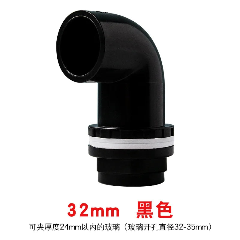 5pcs Elbow Drainage Connector Fish Tank OverflowI.D20~50mm PVC Aquarium Joints Water Inlet Outlet Supply Pipe DIY Drain Fittings Oasis Select Black 32mm 5pcs