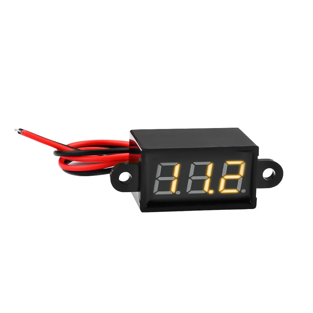 DC 3.0V-30.0V Digital Car Voltmeter Automotive Voltage Meter Waterproof 12V 24V Motorcycle Vehicle LED Display Voltage Tester Oasis Select Yellow light