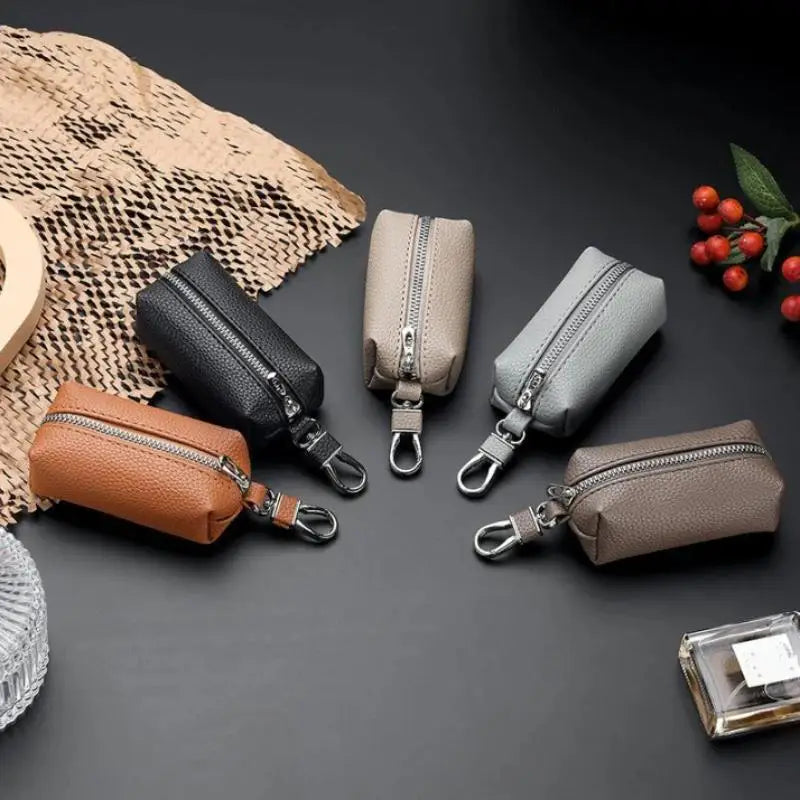 Double Zipper PU Leather Key & Coin Pouch with Metal Clip Key & Coin Pouch Oasis Select