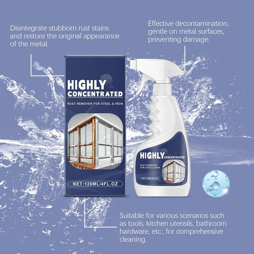 120ML Heavy-Duty Metal Rust Remover Powerful Fast Acting Rust Dissolver & Anti-Rust Coating For Metal Car Multi-Surface Cleaner Oasis Select