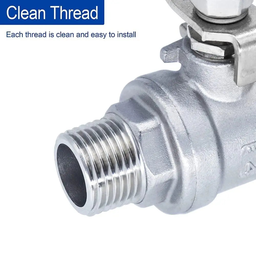 High Pressure Resistant 304 Stainless Steel Ball Valve 1/2" Female x Male Water Valve 1000 WOG Silver Shut-Off Switch Water Oasis Select