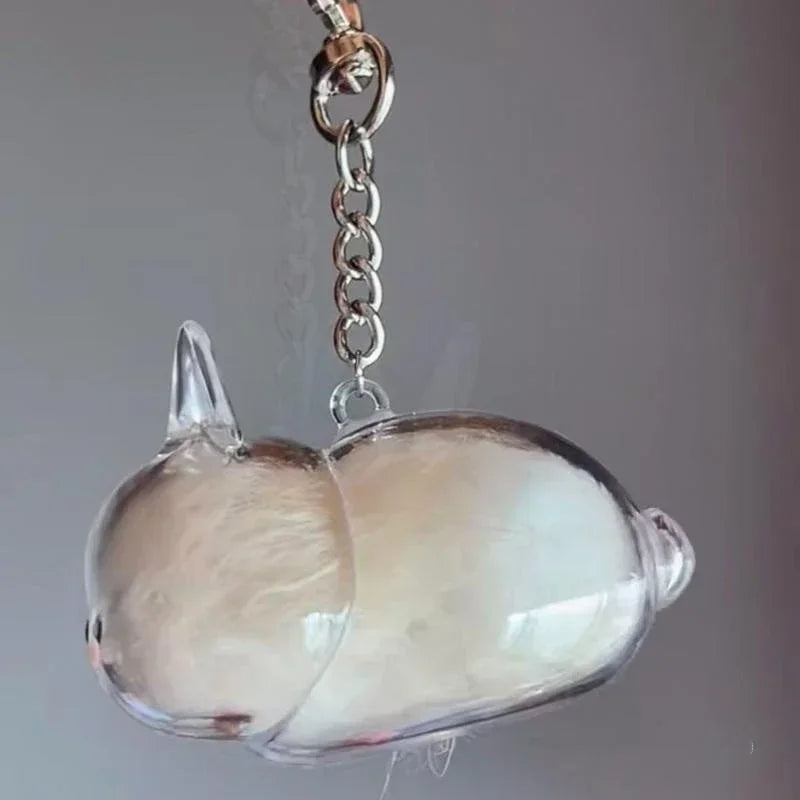 Rabbit Hair Storage Box Pendant Keychain Pet Hair Keepsake Box Pet Memorial Collection Box Bag Pendant DIY Decoration Gift Oasis Select