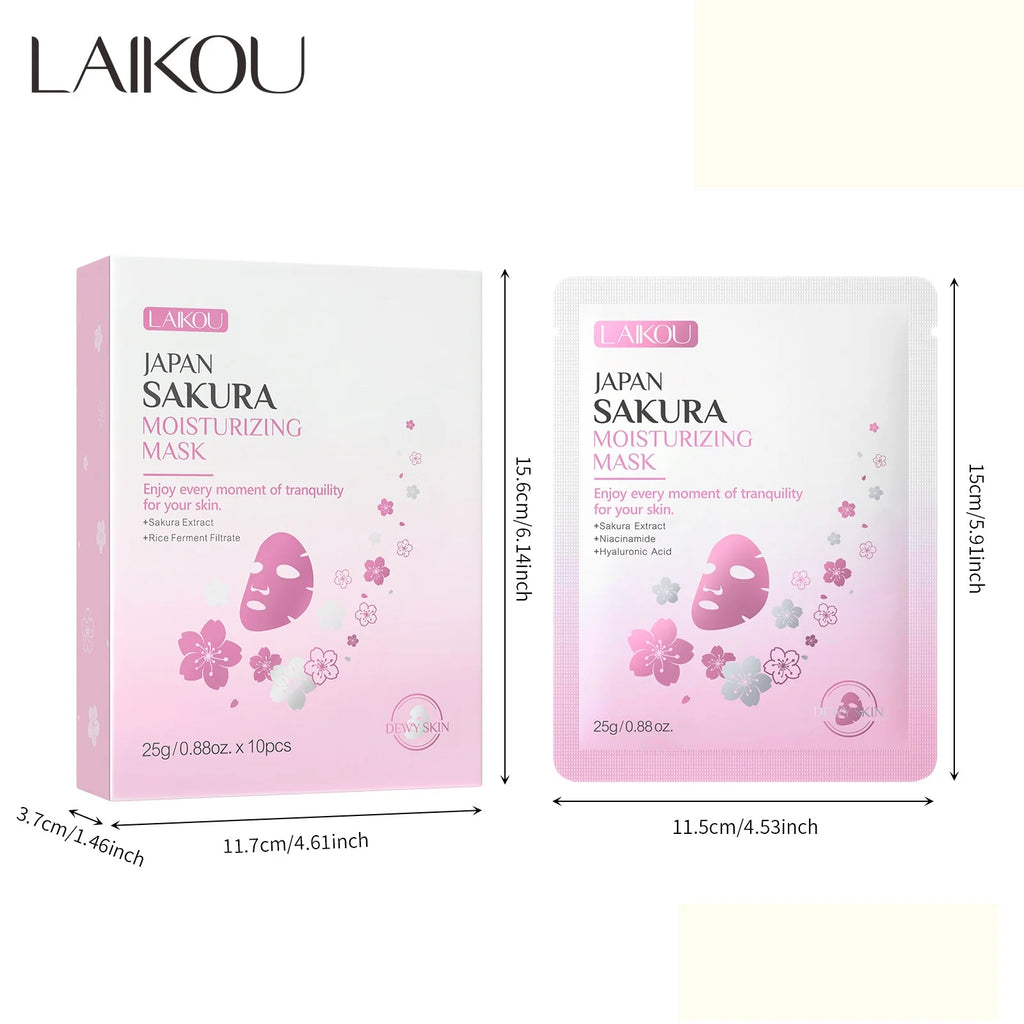 LAIKOU Sakura Moisturizing Face Mask – 10 Pack | Hydrating