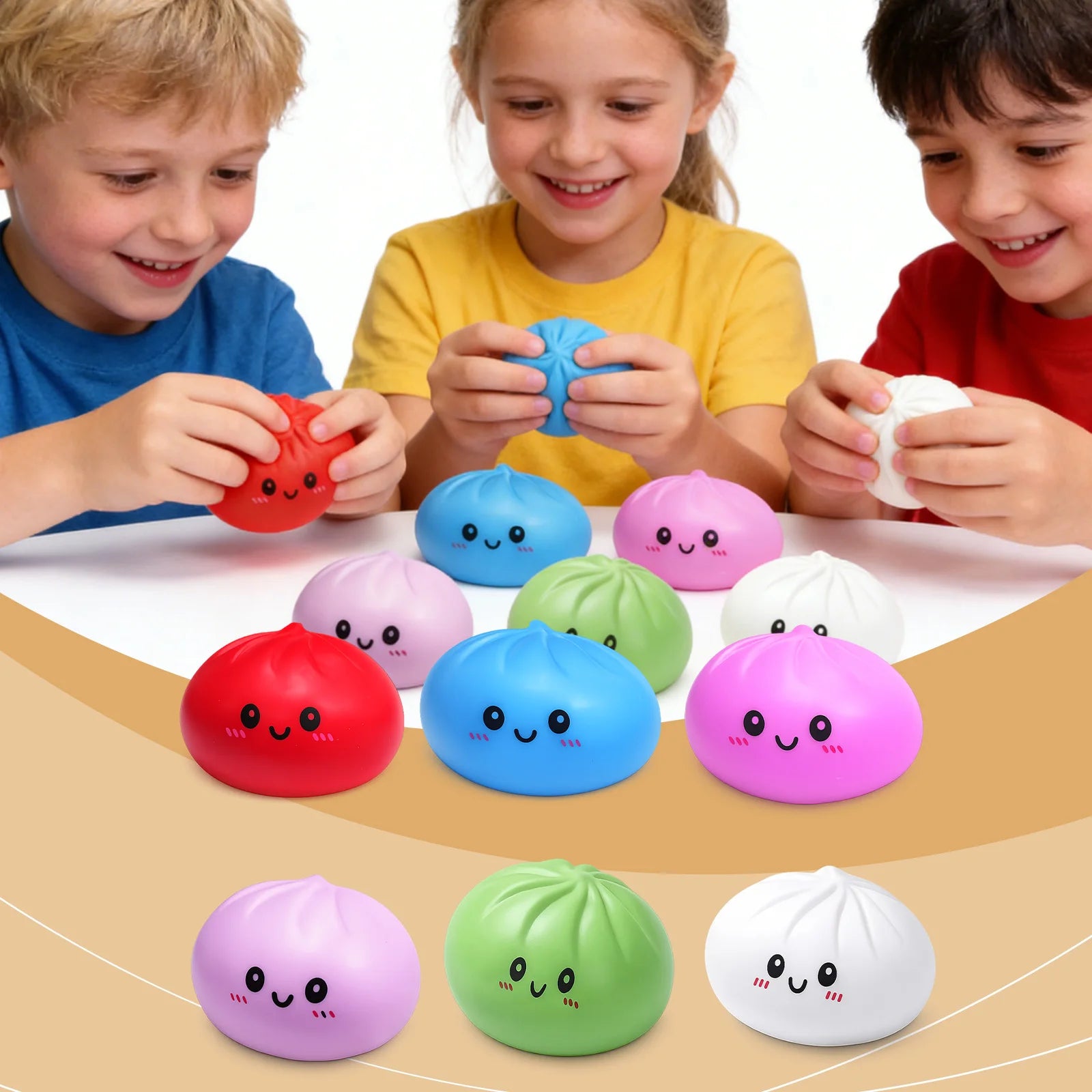 Simulation Dumpling Stress Ball Reusable Sensory Toys Low Rebound Relieve Stress Mood Toys Kid Safety Cute Colorful Dough Ball Oasis Select