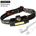 Super Bright COB LED Headlamp 4 Lighting Modes Rechargeable Headlight Outdoor Waterproof Head Lamp with Built-in Battery Oasis Select Package B