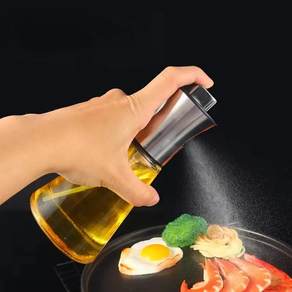 304 Stainless Steel Glass Oil Spray Bottle Pressurized Nozzle Ideal for Kitchen Outdoor BBQ No Electricity Battery Required Oasis Select