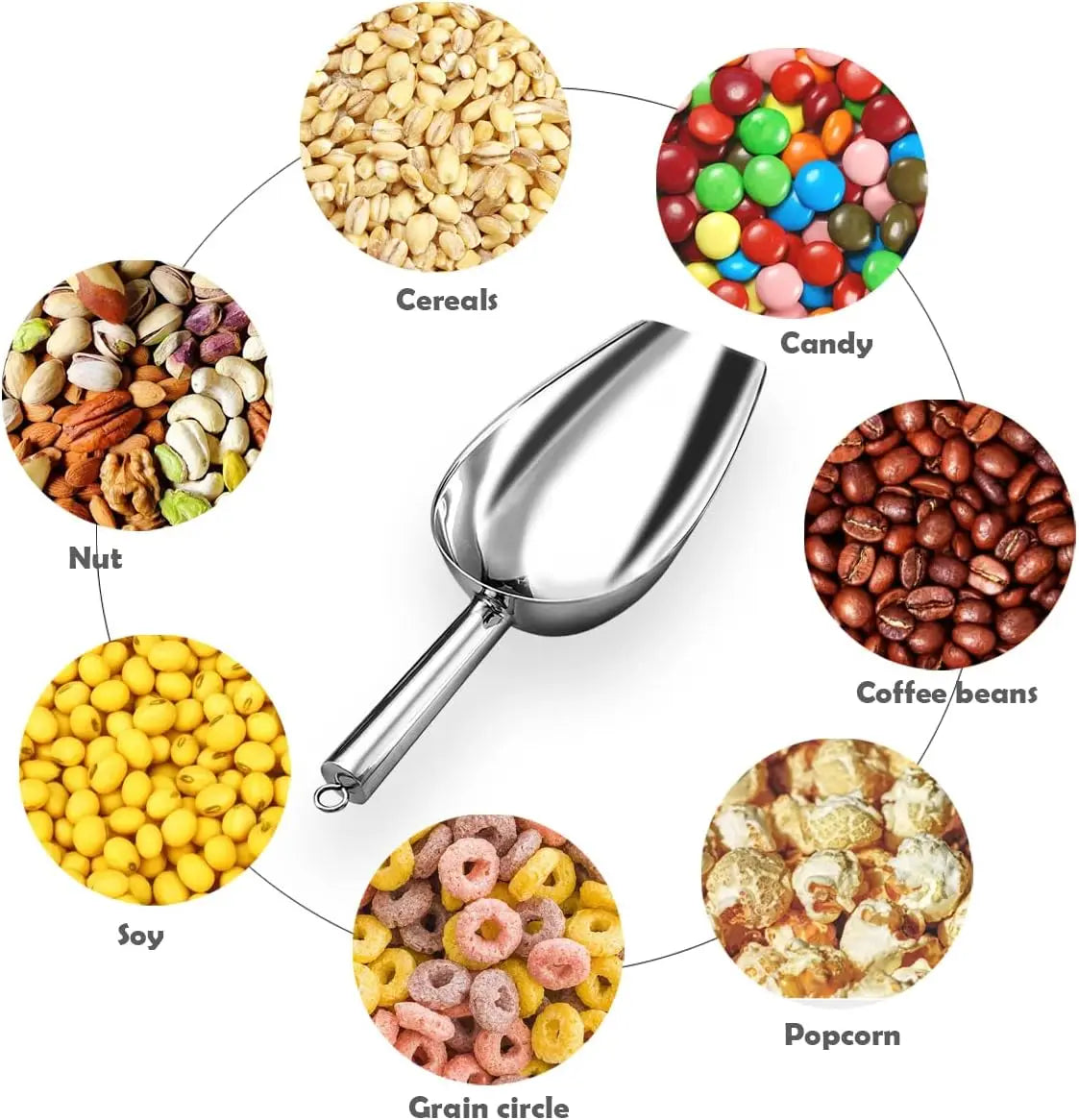 Stainless Steel Ice Scoop | Flat Bottom Kitchen Shovel