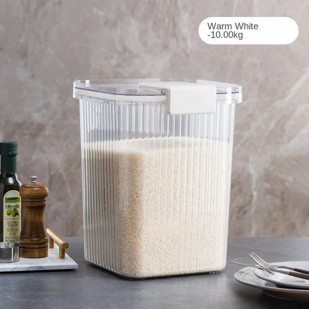 Sealed Rice Container - Household Use, Large Capacity Moisture-Proof, Kitchen Grain Jar, Insect-Proof Rice and Flour Storage Jar Oasis Select white 10kg