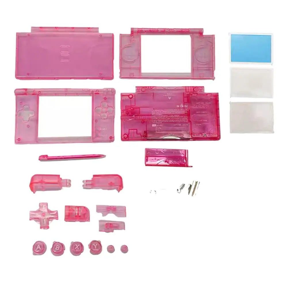 Case DIY Kit for Nintendo DS Lite Transparent Replacement Full Housing Shell, DIY Repair Shell Replacement Kit for NDSL, 1Set Oasis Select Pink
