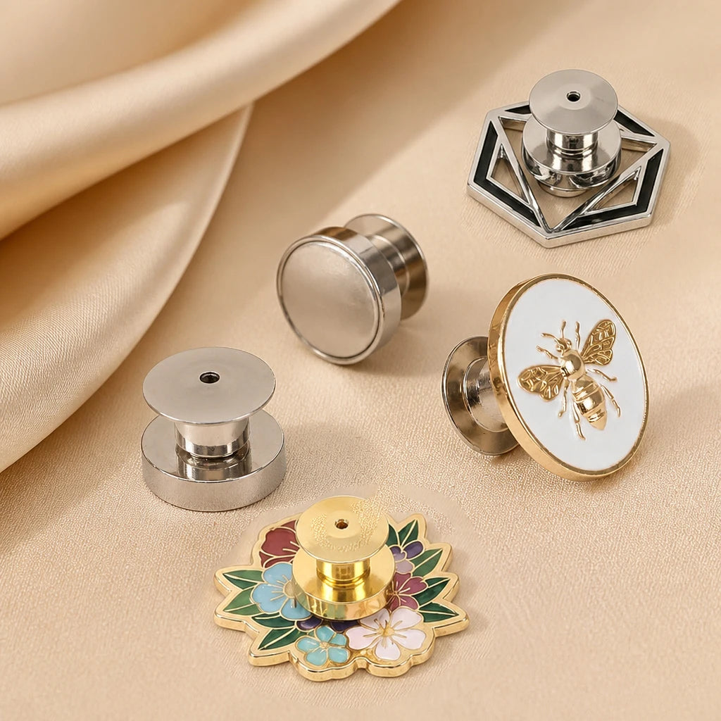 10Pcs Magnetic Clasp Brooch Locking Pin Backs Metal Pin Back Locking Pin Keepers Locking Clasp DIY Brooch Badge Jewelry Making Oasis Select