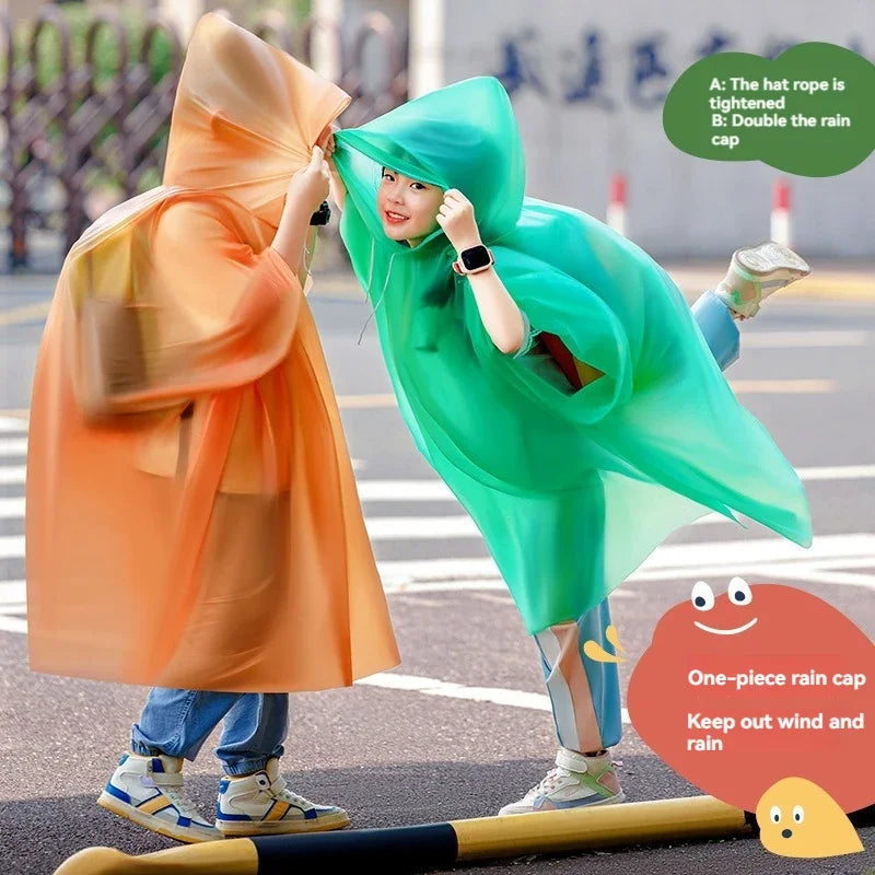 Children Boy Girl Rainwear Waterproof Hooded Rain Coat Outwear Poncho Raincoat Cover Up for Kids 100 to 160cm Height Oasis Select