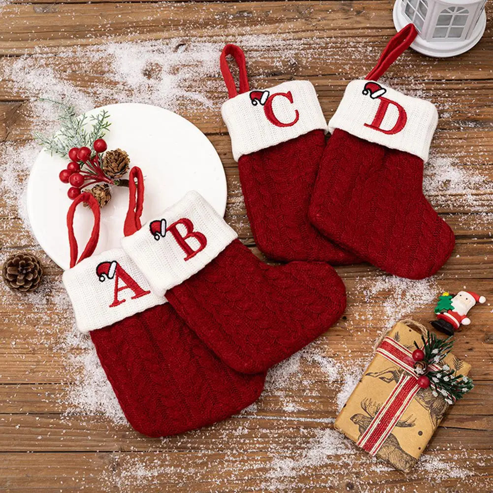 Socks Christmas Stocking Pendant Snowflake Stocking Decorating Ornament 20x10cm Alphabet Christmas Tree Useful Oasis Select