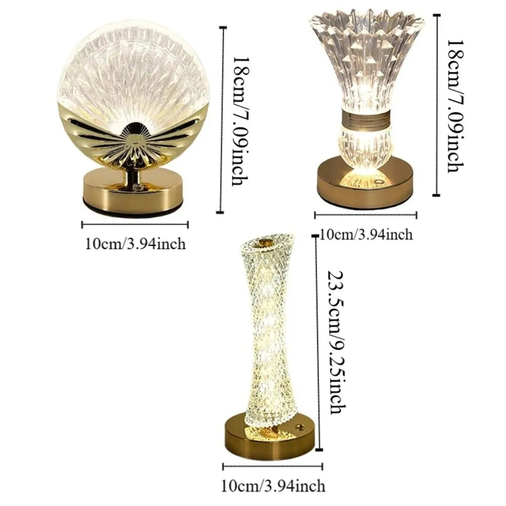 Dimmable Crystal Mushroom Table Lamp | 3-Color Touch LED Night Light LED Touch Table Lamp Oasis Select