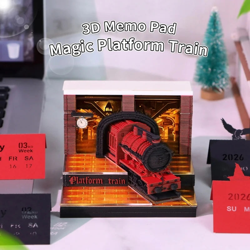 Time Piece Calendar 2026 Desk Calendar With LED Light 3D Tear-away Calendar Paper Carving Art Memo Pad Notepad Gift Christmas Oasis Select