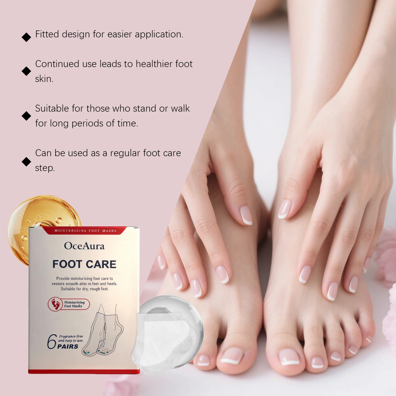 OceAura Shea Butter Foot Mask 6 Pairs – Exfoliate & Hydrate Exfoliating Foot Mask Oasis Select