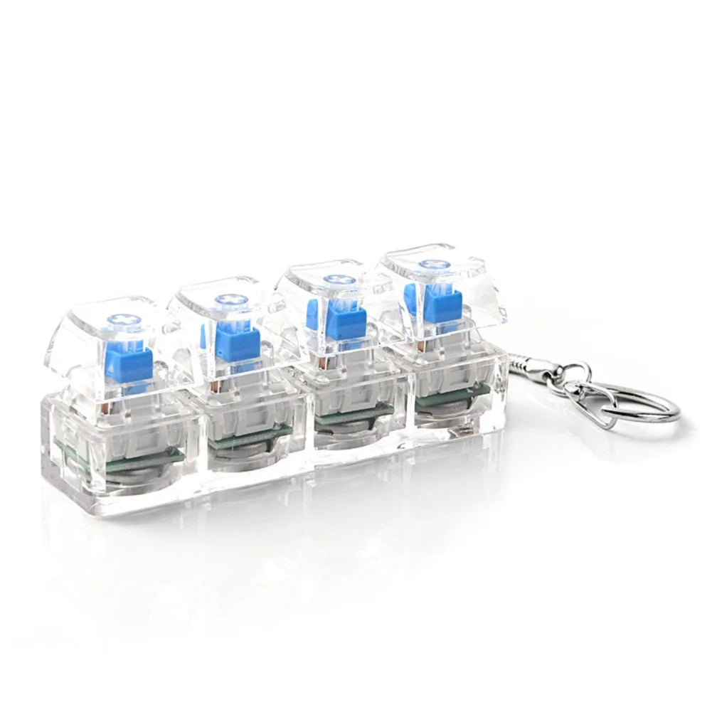 1/2pcs 4-Button Mechanical Keyboard Toy RGB Keyboard Fidget Toy With Lights For Adult To Relief Stress Decompression Calming Oasis Select 1xTransparent white