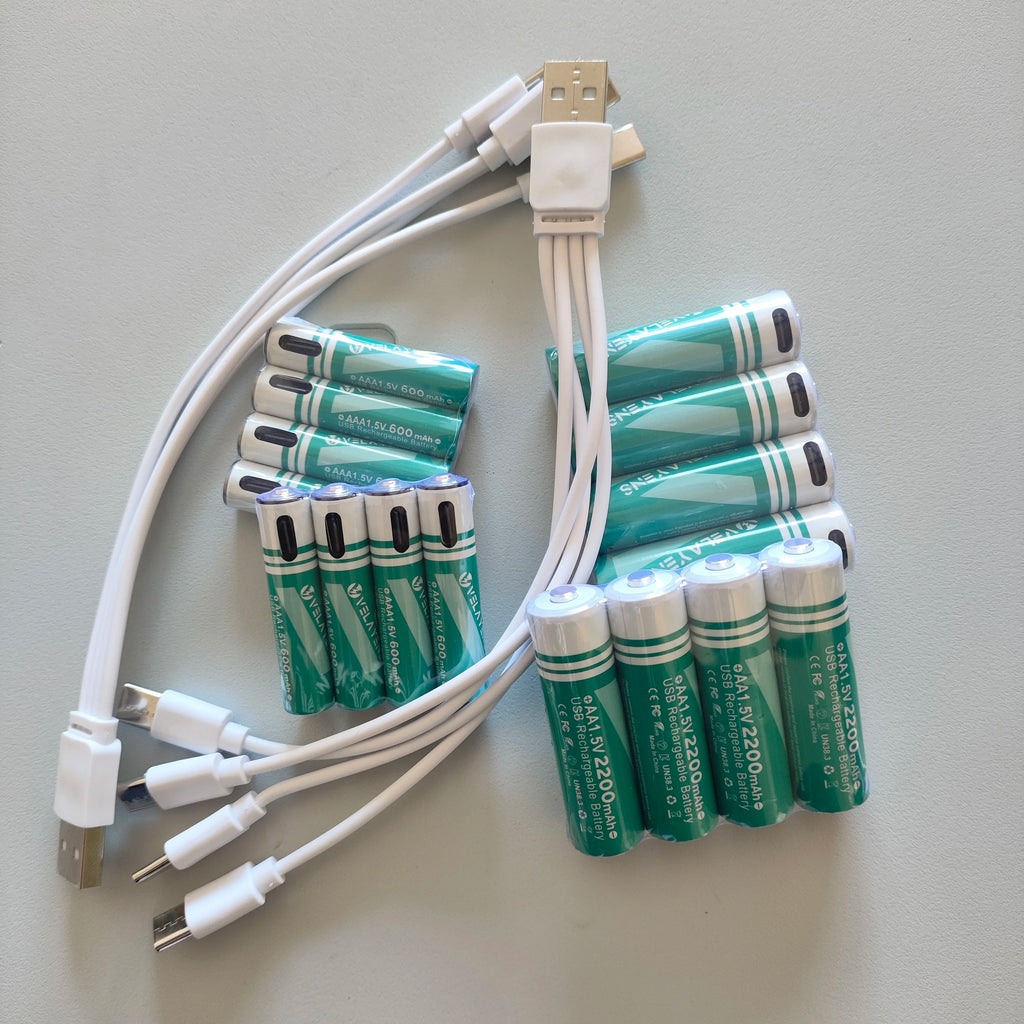 1.5V USB Rechargable Lithium Battery AA 2200mAh Actual Capacity Fast Charging 2000+ Charge Cycles Long-Lasting Power Oasis Select