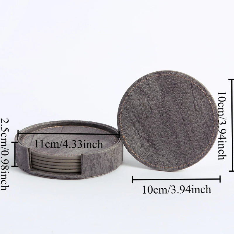 Home fashion simple circular leather hotel coaster double-sided leather insulated tableware pad thermal insulation Oasis Select